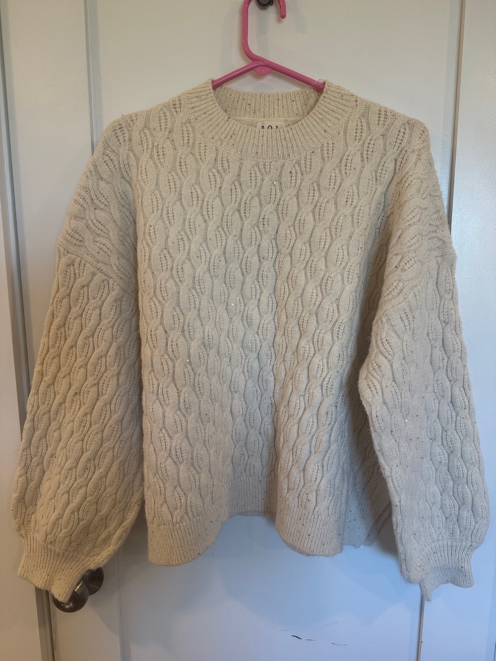 POL Cream Cable Knit Sweater